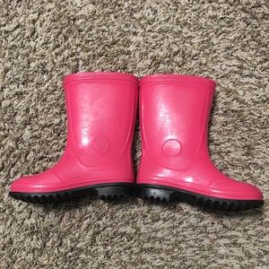 Cute Little Girls’ Fuchsia Pink Rubber Rain Boots Size 11 !!
